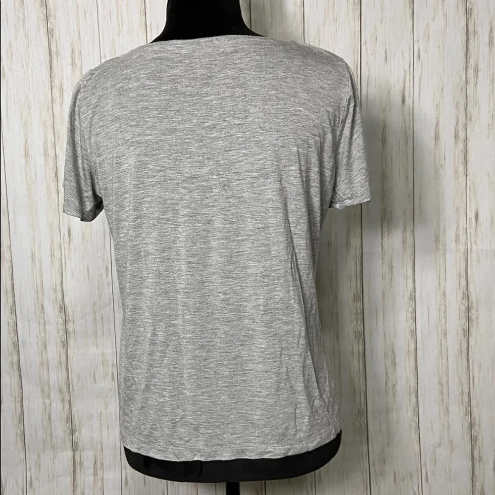 talbots gray beaded short sleeve top tee size medium - Picture 2 of 5